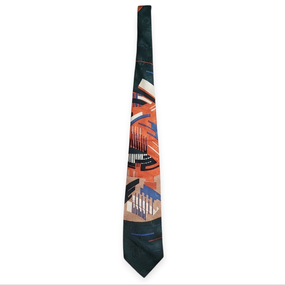 Yves Saint Laurent Geometric Multicolor Silk Tie